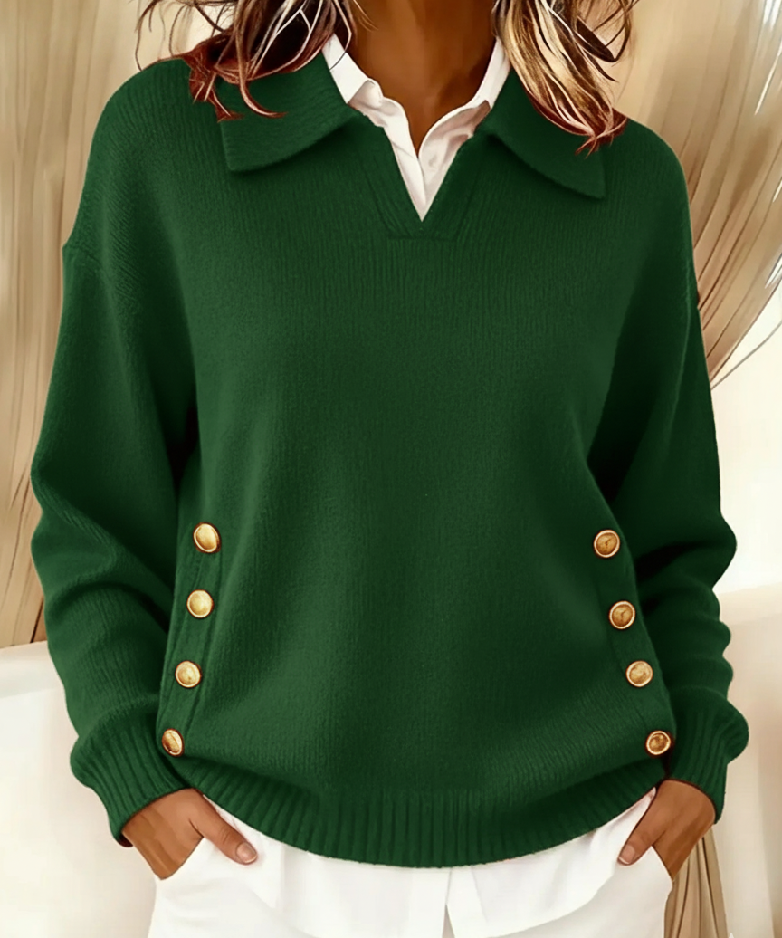Vynette™ | V-Neck Sweater with Collar