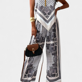 Louisa Paisley Set: Bandeau Top and Wide-Leg Pants