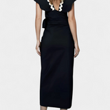 Fabiana Fitted Top with Ruffled Sleeves and Wavy Accents