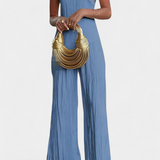Pilarica Halter Neck Asymmetrical Top with Wide-Leg Pants Set