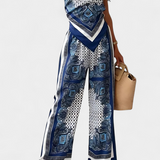 Louisa Paisley Set: Bandeau Top and Wide-Leg Pants