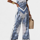 Louisa Paisley Set: Bandeau Top and Wide-Leg Pants