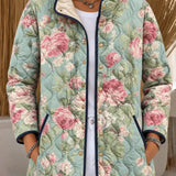 Patricia | Mint Green Quilted Jacket with Roses