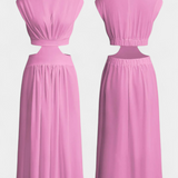 Jocelyn High Neck Top and Flowing Skirt with Side Slits