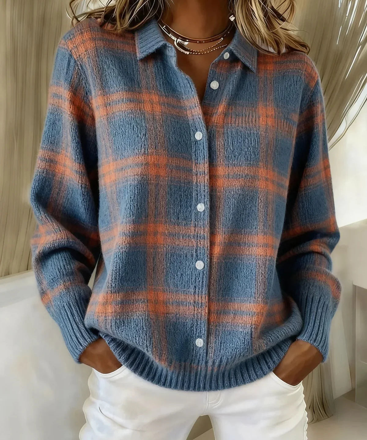 Joan | Plaid Knit Shirt Jacket