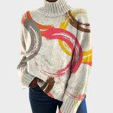 Elaine | Artistic Print Turtleneck Sweater