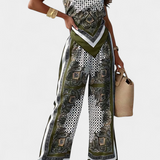 Louisa Paisley Set: Bandeau Top and Wide-Leg Pants