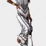 Louisa Paisley Set: Bandeau Top and Wide-Leg Pants