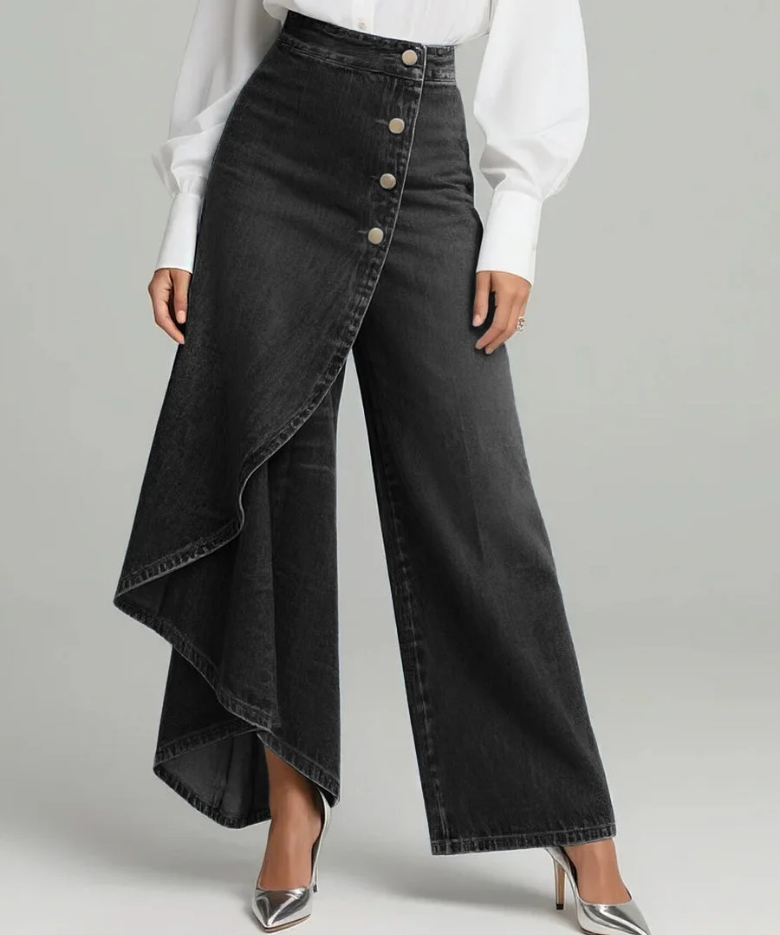 Laura | Wrap-Style Denim Pants
