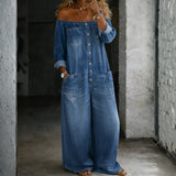 Ellen | Long-Sleeve Off-Shoulder Jumpsuit
