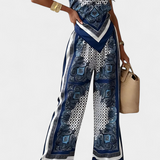 Louisa Paisley Set: Bandeau Top and Wide-Leg Pants