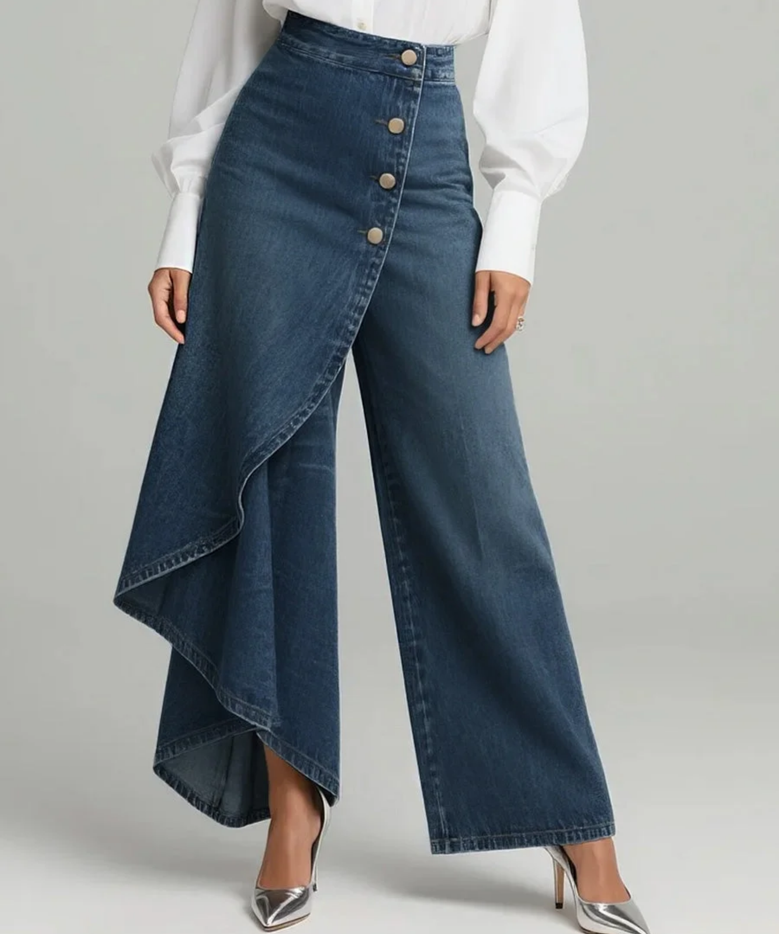 Laura | Wrap-Style Denim Pants