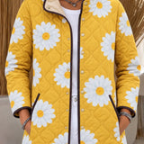 Sandra | Yellow Daisy-Print Quilted Jacket