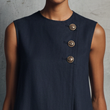 Alma - Linen Mini Button Dress
