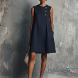 Alma - Linen Mini Button Dress