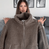 Amanda | Oversized Teddy Jacket with Stand Collar
