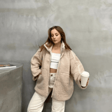 Amanda | Oversized Teddy Jacket with Stand Collar