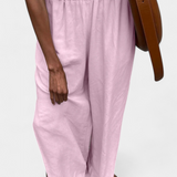 Portia Sleeveless Cotton-Linen Set with Wide-Leg Trousers