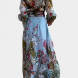 Sanne Botanical Print Ensemble: Belted Shirt and Palazzo Pants