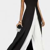 Alicia Two-Tone Sleeveless Layered Long Set with Flared Pants