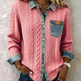 Juliane | Pink Knitted Denim Sweater