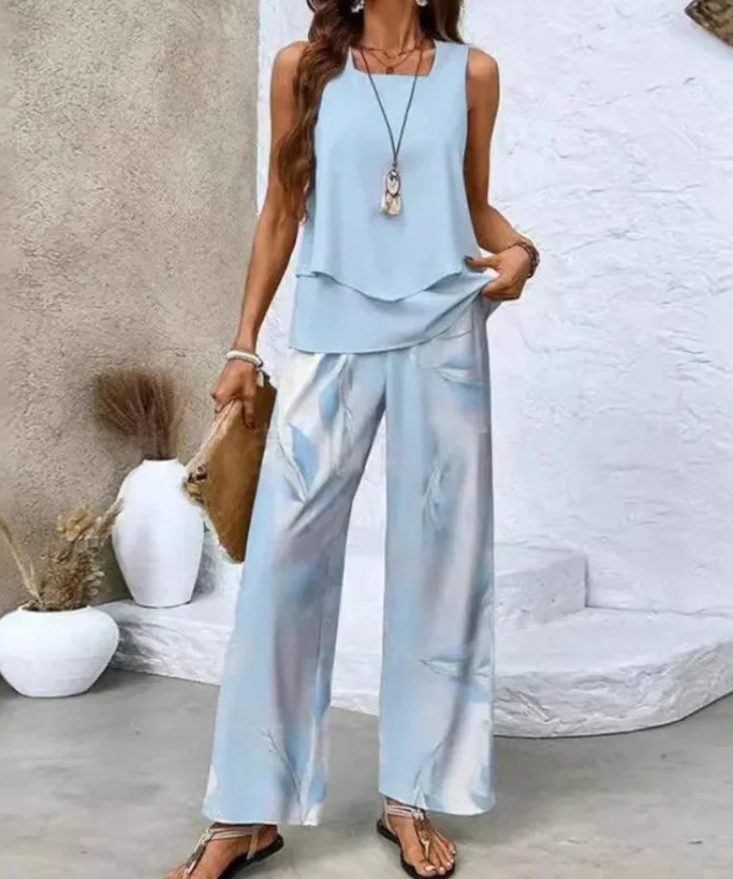 Ovelynra™ | Sleeveless Top And Wide-Leg Pants Set