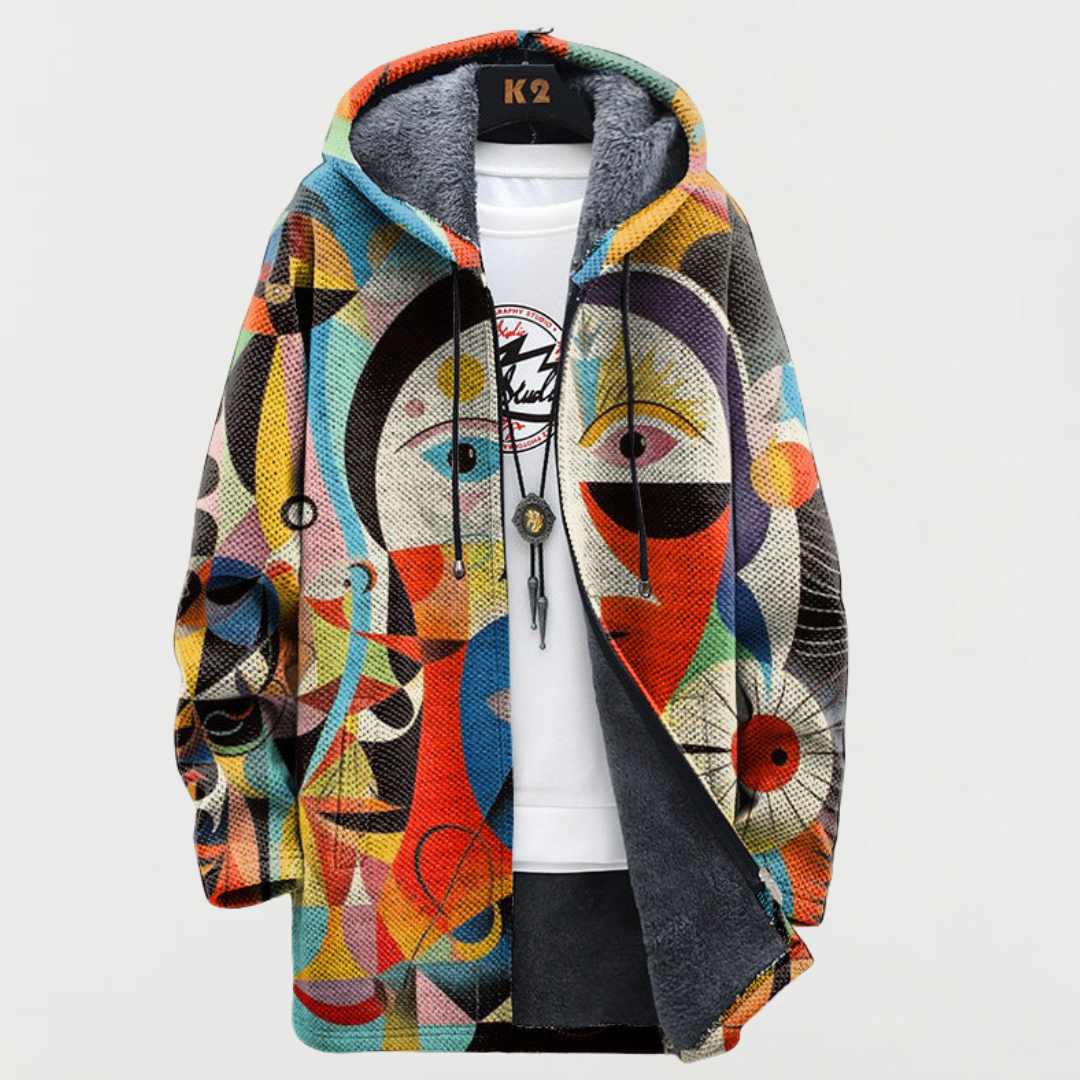 Pearl | Abstract-Print Hooded Cardigan