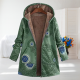 Grace | Green Patterned Hooded Fleece Jacket