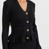 Prudence Knit Ensemble: Ruffled Cardigan and Flared Midi Skirt