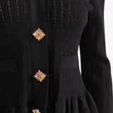 Prudence Knit Ensemble: Ruffled Cardigan and Flared Midi Skirt