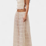 Eugenie Halter Neck Pleated Ensemble with Flowing High-Waisted Skirt