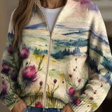 Zelda | Thistle Landscape Zip Cardigan