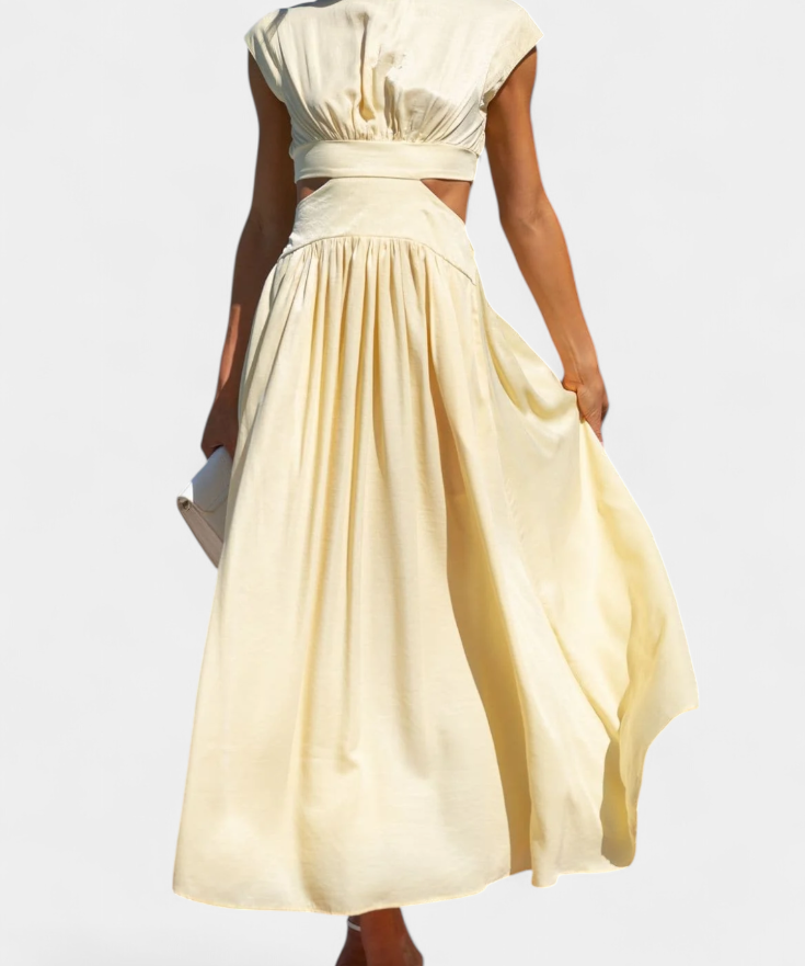 Jocelyn High Neck Top and Flowing Skirt with Side Slits