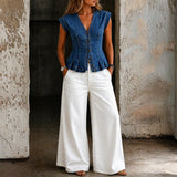 Virginia | V-Neck Denim Top