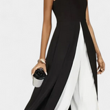 Alicia Two-Tone Sleeveless Layered Long Set with Flared Pants