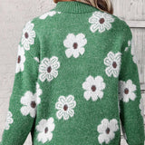 Judith | Floral Cable-Knit Quarter-Zip Sweater