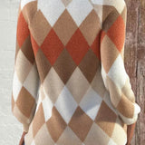 Button-Detail Checkered Knit Sign