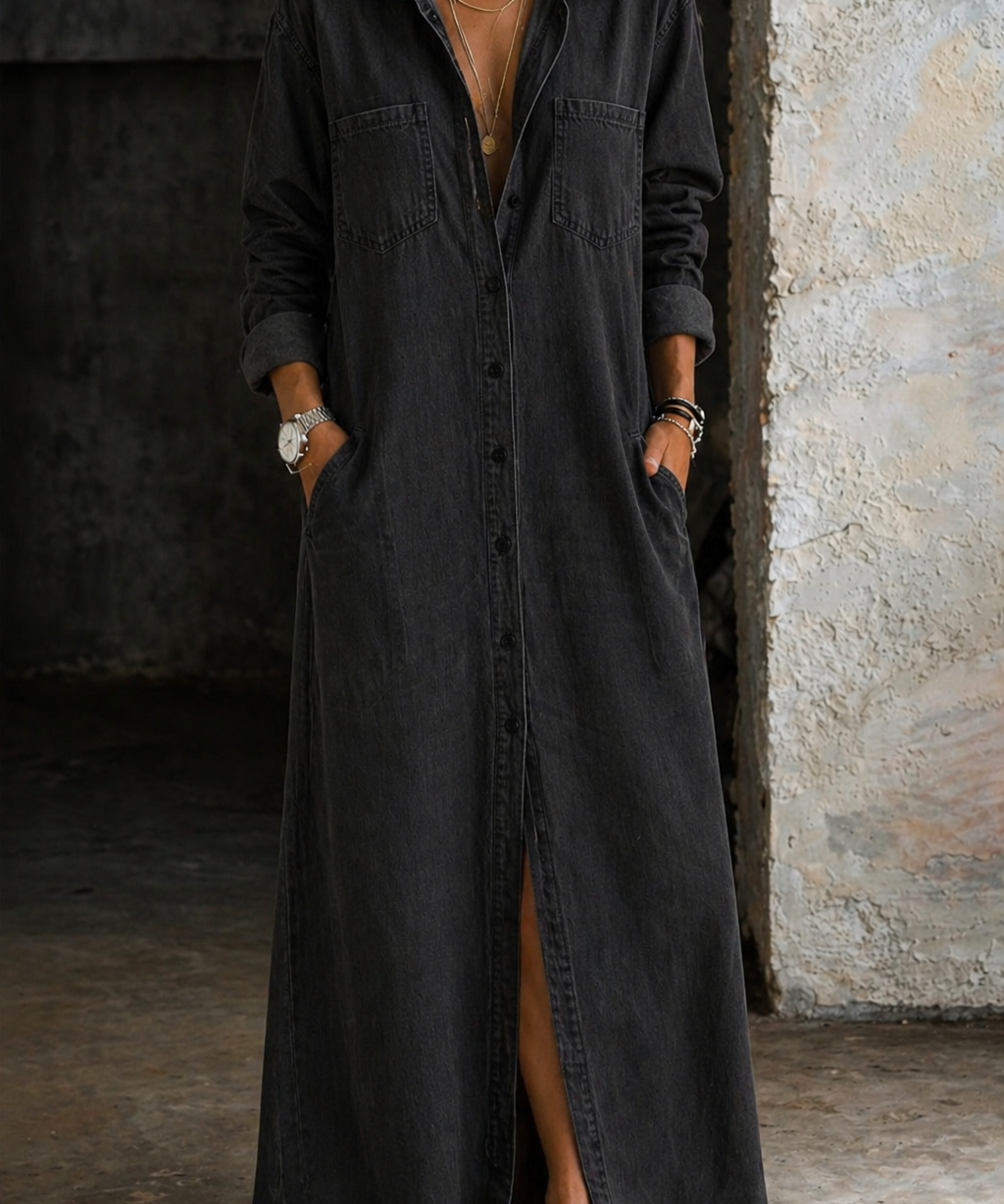 Daphne | Button-Front Denim Dress