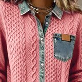 Juliane | Pink Knitted Denim Sweater