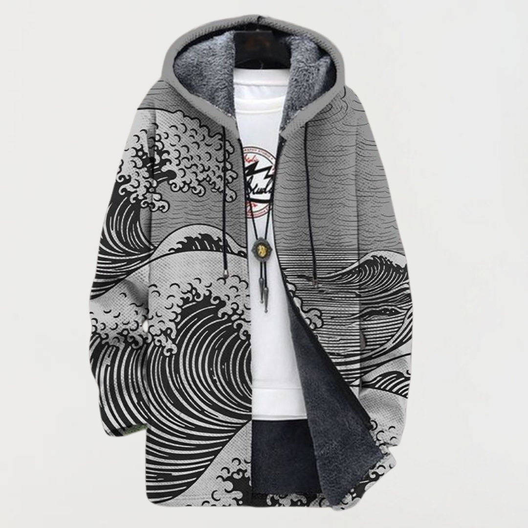 Marianne | Wave-Pattern Hooded Cardigan