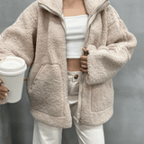 Amanda | Oversized Teddy Jacket with Stand Collar