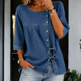 Veronica | Long Vintage Denim Blouse