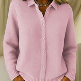 Marisse | Pink Button-Up Knit Cardigan