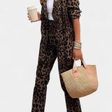 Nusa Tailored Blazer with High-Waisted Leopard Print Trousers