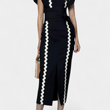 Fabiana Fitted Top with Ruffled Sleeves and Wavy Accents