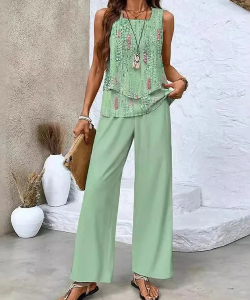 Ovelynra™ | Sleeveless Top And Wide-Leg Pants Set