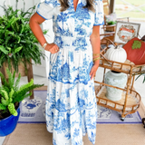 Eliza | Classic Toile Maxi Dress