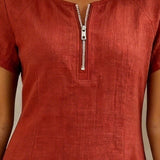 Fiona | Cotton Dress with Zipper Pocket