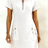 Fiona | Cotton Dress with Zipper Pocket