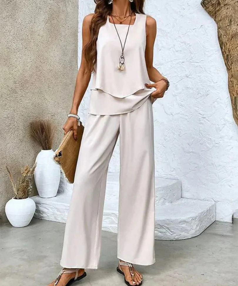 Ovelynra™ | Sleeveless Top And Wide-Leg Pants Set